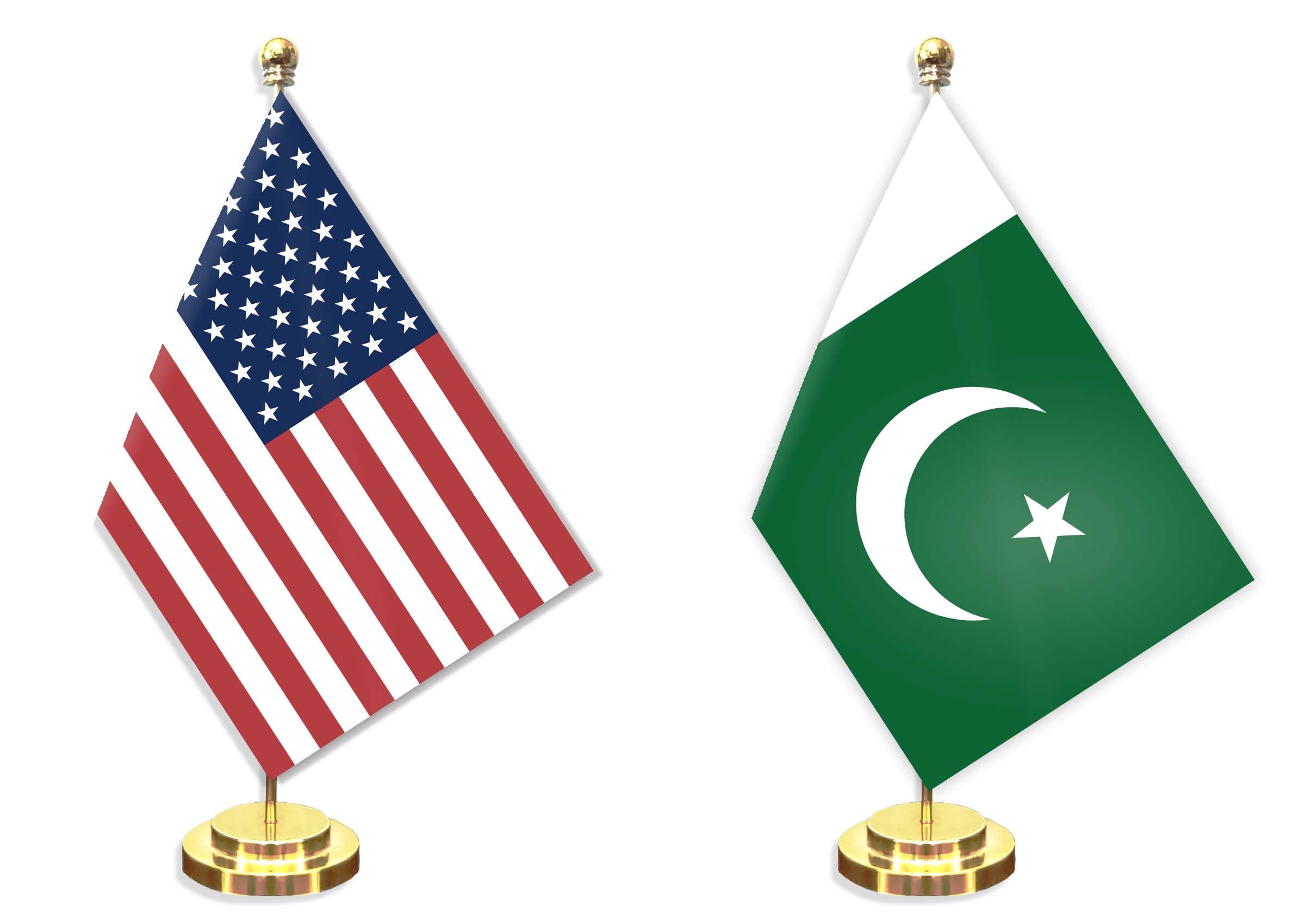 RaymNord 2 Pack Pakistan American Desk Small Flag Set,5×8 Inch Pakistani Mini Desktop Table Banner,12" Metal Solid Pole Decor,Tiny Digital Printed Polyester Banner With Golden Base