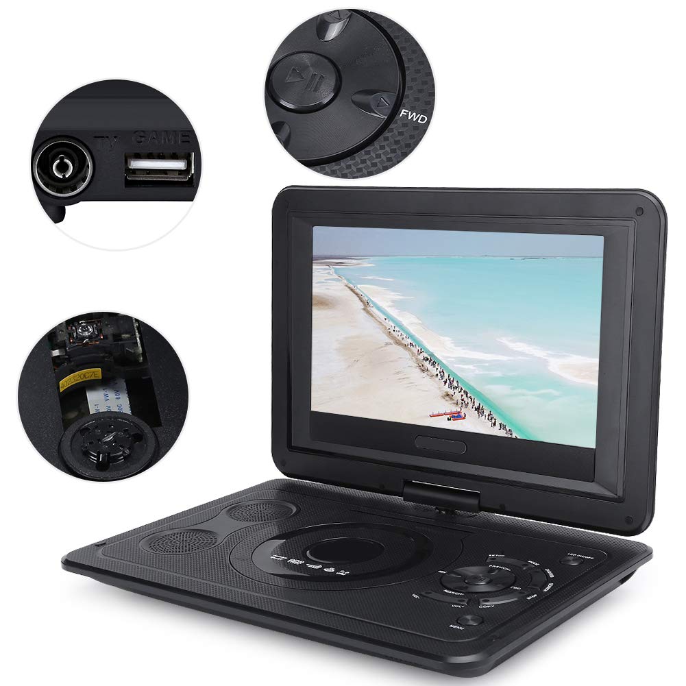 Lettore DVD Portatile da 13,9 Pollici, Lettore DVD VCD Mobile con Schermo Girevole a 270 Gradi con Telecomando e Maniglia, TV/FM/USB/funzione di Gioco, Supporto AVI/EVD/DVD/SVCD/VCD/CD/CD-R/RW(EU)