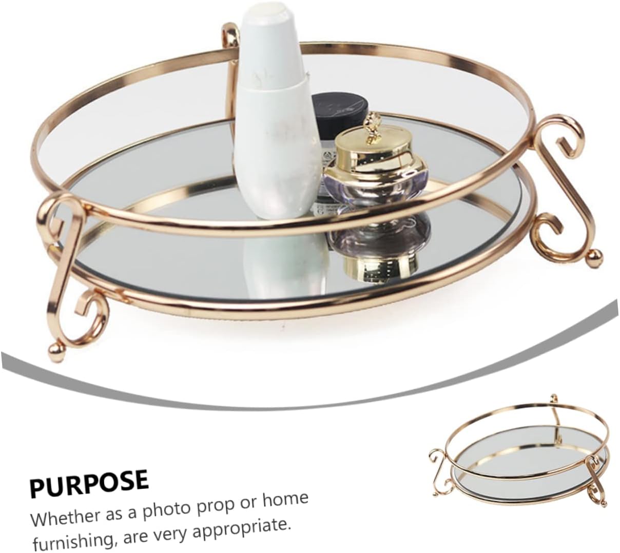 1pc Creative Storage Mirror Tray for Makeup and Cosmetics Decor Stylish Desktop Organizer for Vanity Dresser Bathroom and Party Use