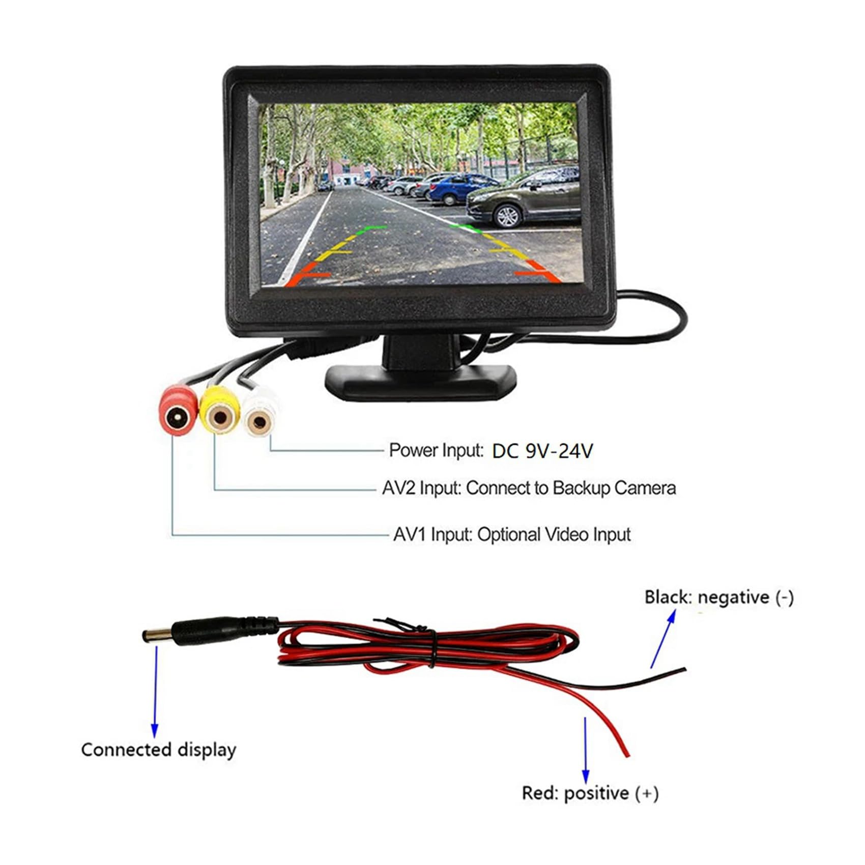 4 x DC 9 V-24 V 4,3 zestaw monitorów cofania TFT LCD kamera cofania system parkowania cofania monitor bez kamery