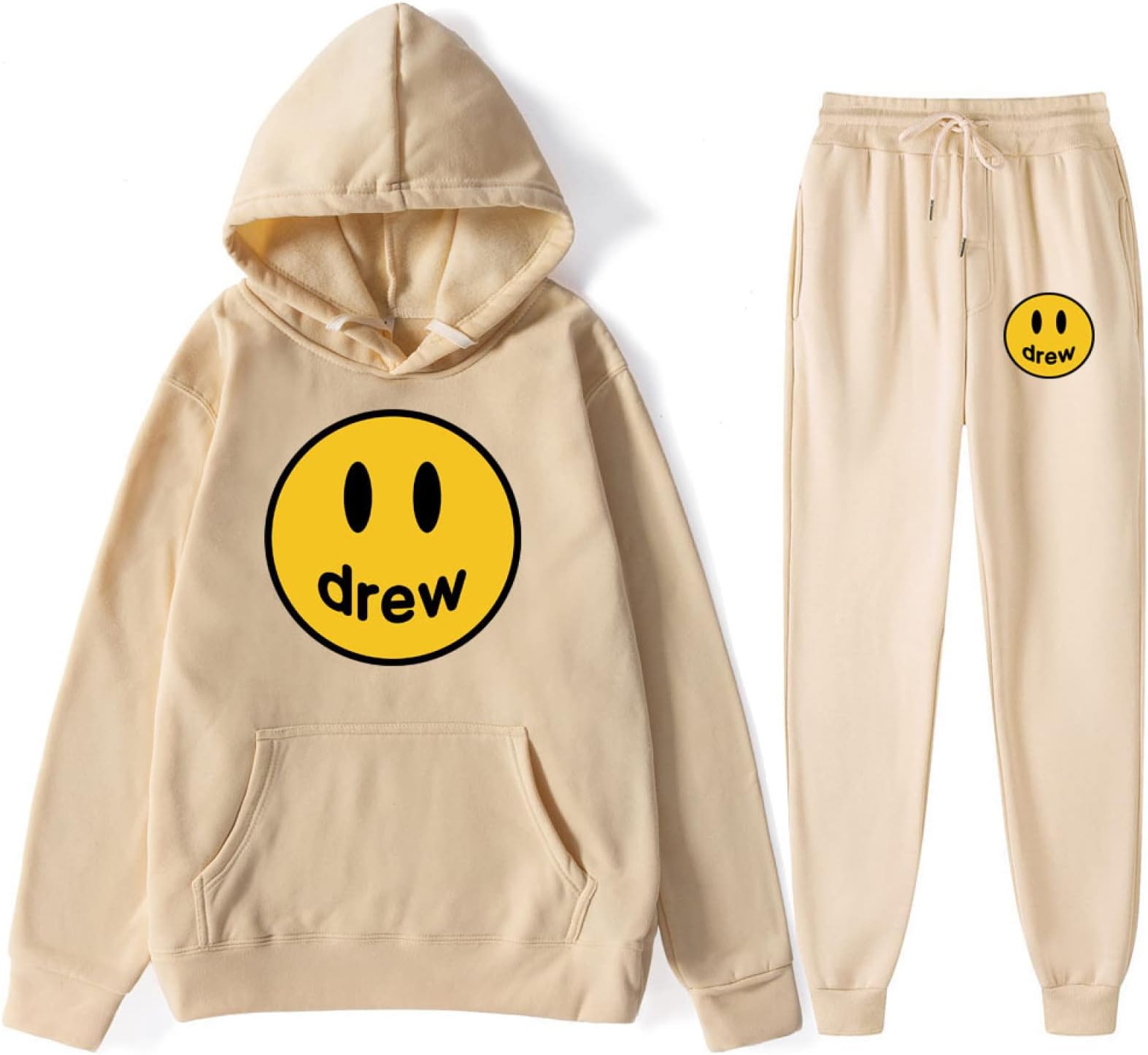 TUHGB Autumn And Winter Padded Sweatshirt And Trousers Suit Smiley Face Suit For Men,C-1,XL