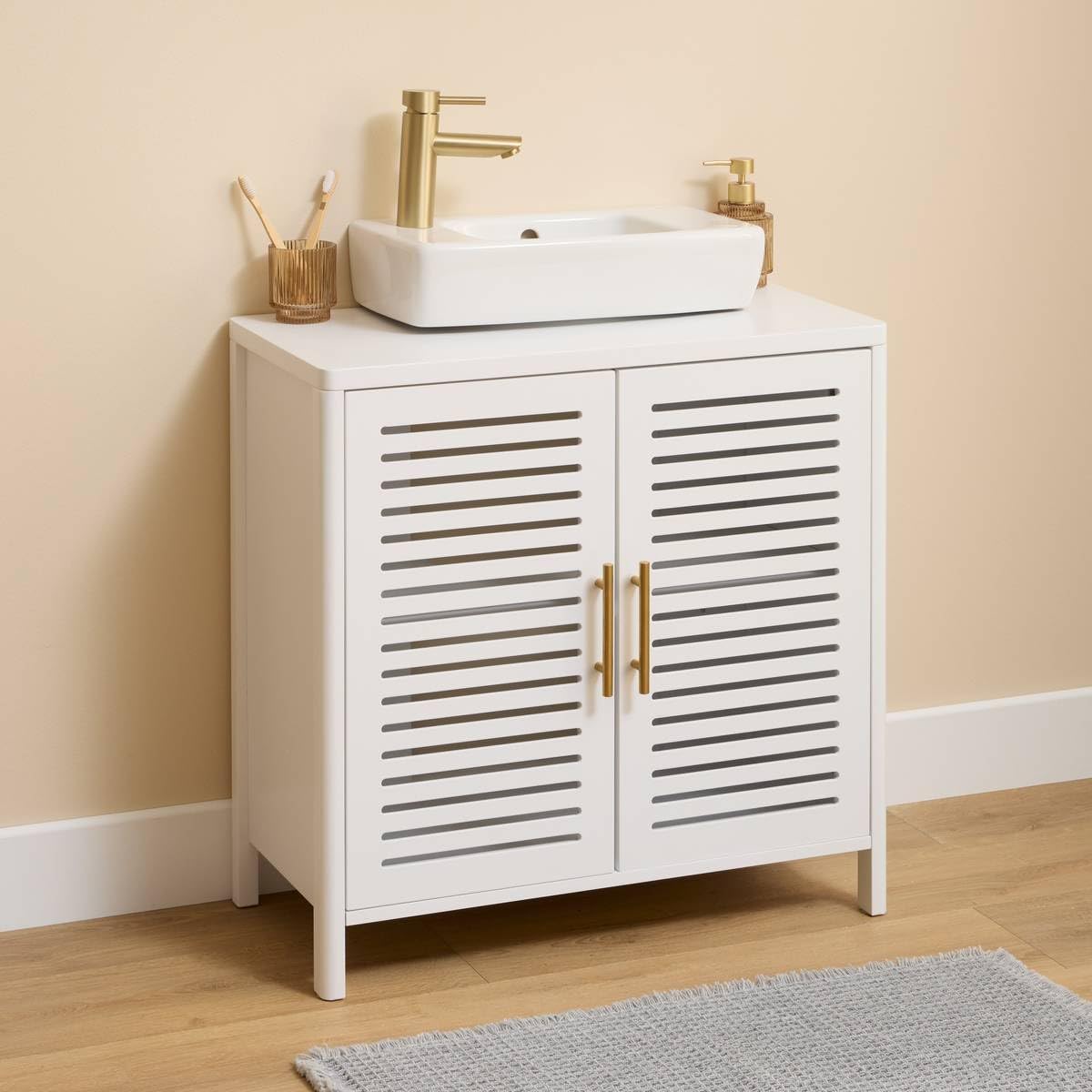 5five - mobile sottolavabo orea quadrato 35x70 cm a 2 ante, bianco