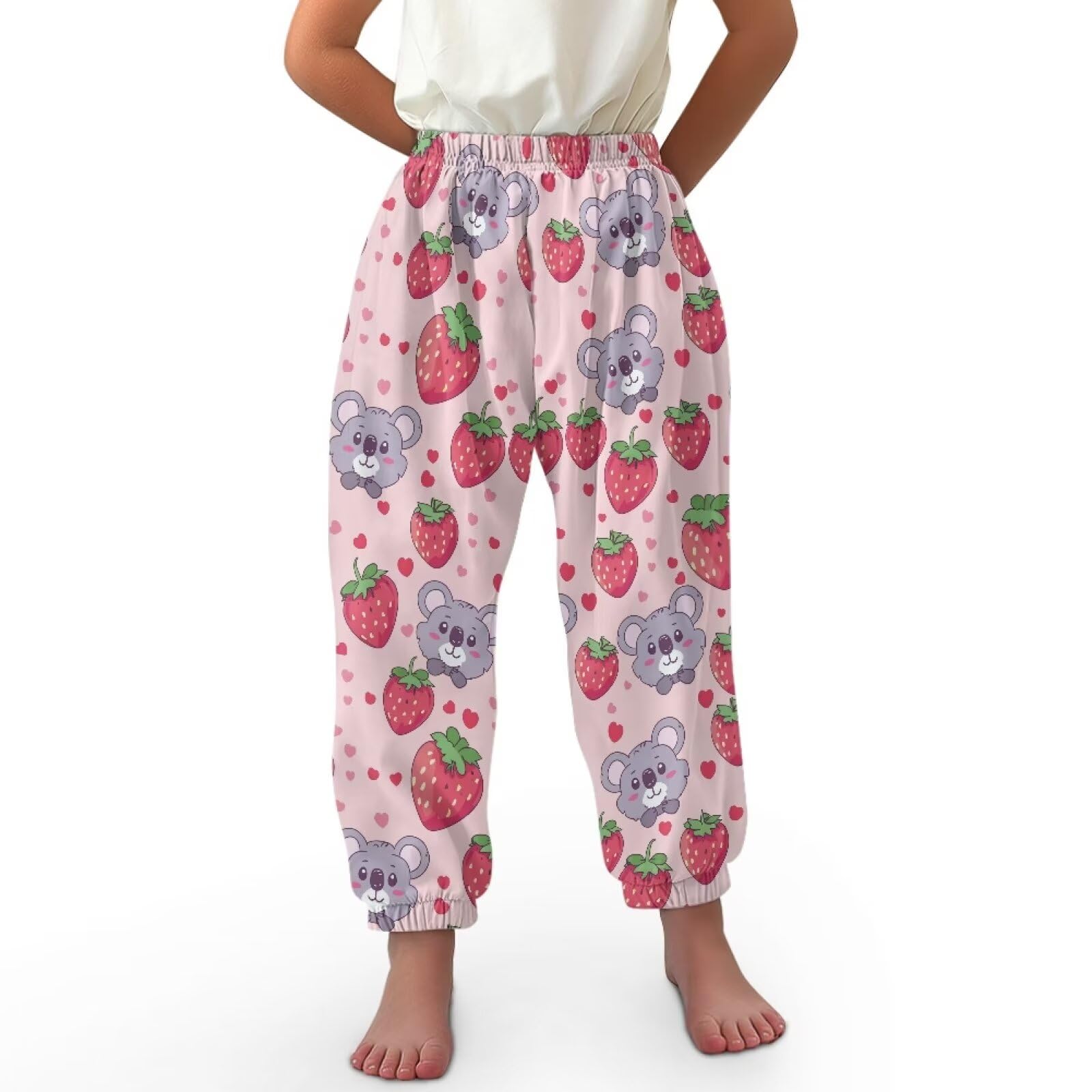 BYCHECAR Koala Strawberry Toddler Kids Long Bloomers Harem Pants Casual Joggers Sports Dance Pants Little Girls Yoga Trousers Sweatpants Size M