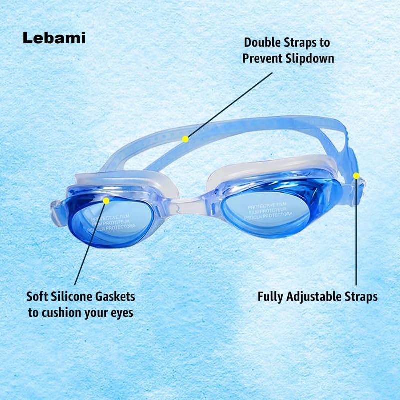 LEBAMI Swimming Kit for Boys | Swim Trunks, Goggles, Swim Cap, Nose Clip, Ear Plugs | Accessories for Swimming, Water Sports (Blue,13 Years-14 Years) 2