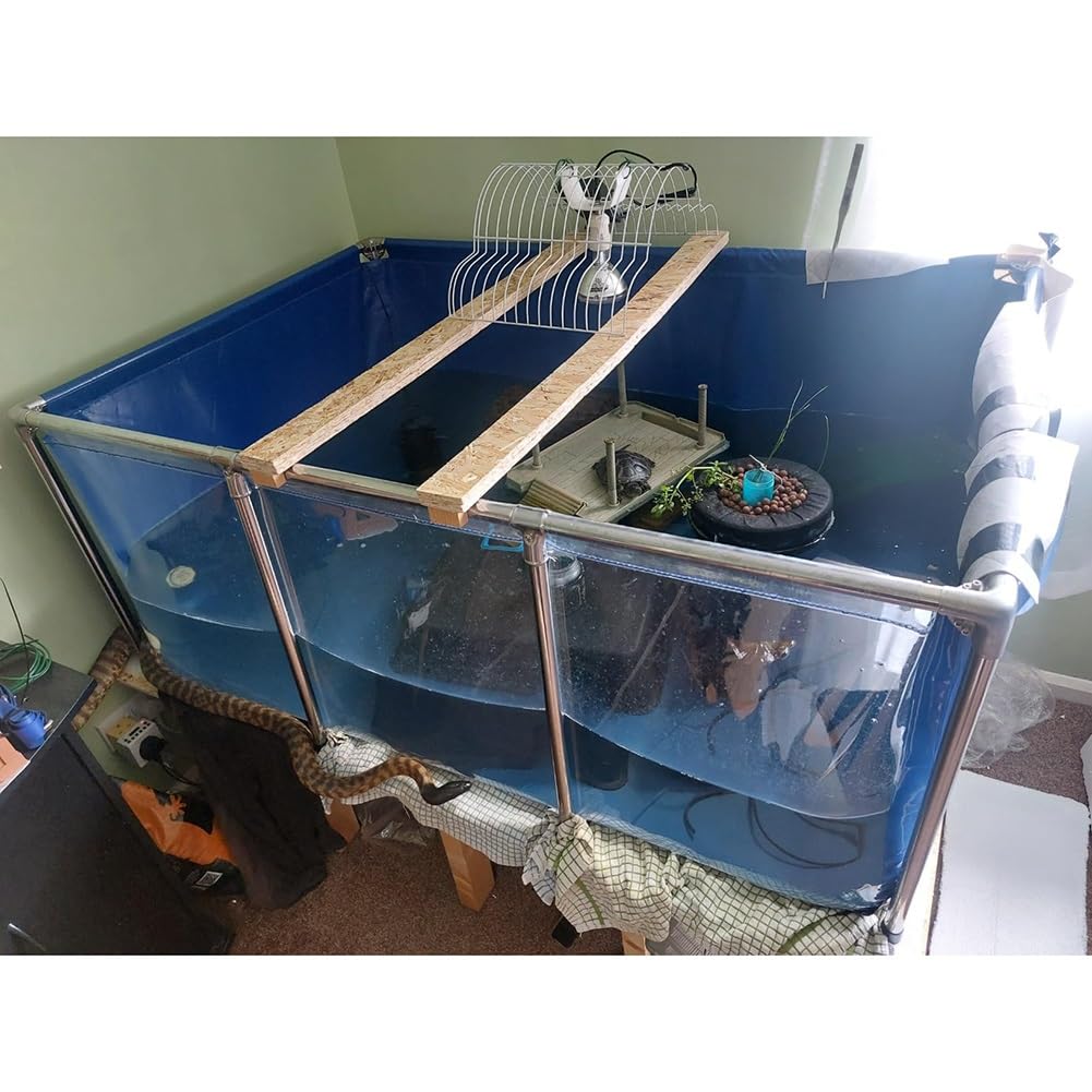 Rygcrud Acuario Grande De PVC/Lienzo, Piscina De Marco con Ventana Transparente, Tanque Flexible para Tortuga Koi/Goldfish para Vivir, Fácil De Montar(140x140x71cm)
