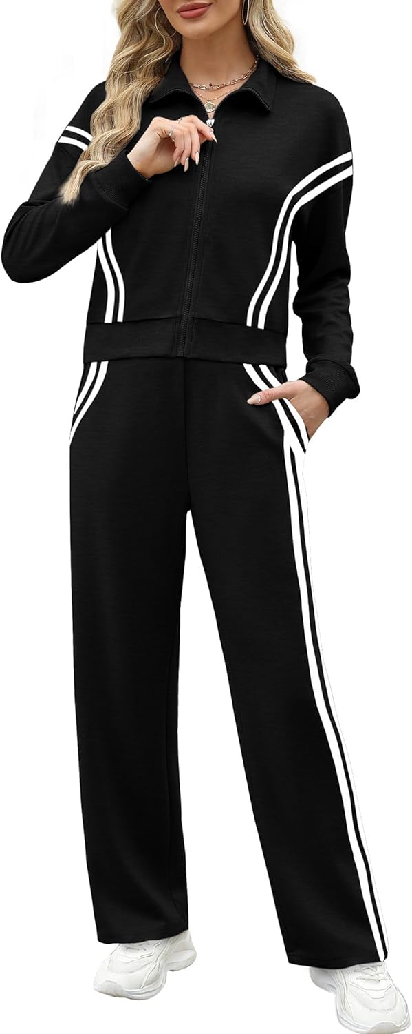 XIEERDUO Lounge Sets for Women 2025 Sweatsuit 2 Piece Outfits Sweatshirt Wide Leg Sweatpant Tracksuit Matching Set - Image 5