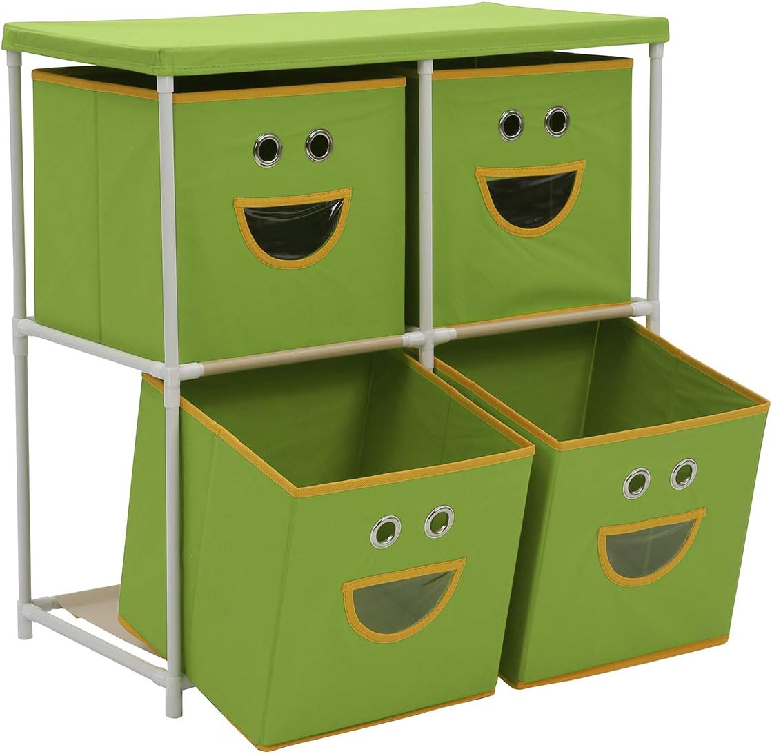 MULSH Storage Shelf Drawer Chest Organizer Units Storage Cabinet Drawer Organizer With Smile Removable Non-woven Fabric Bins (4-Drawer, Green)