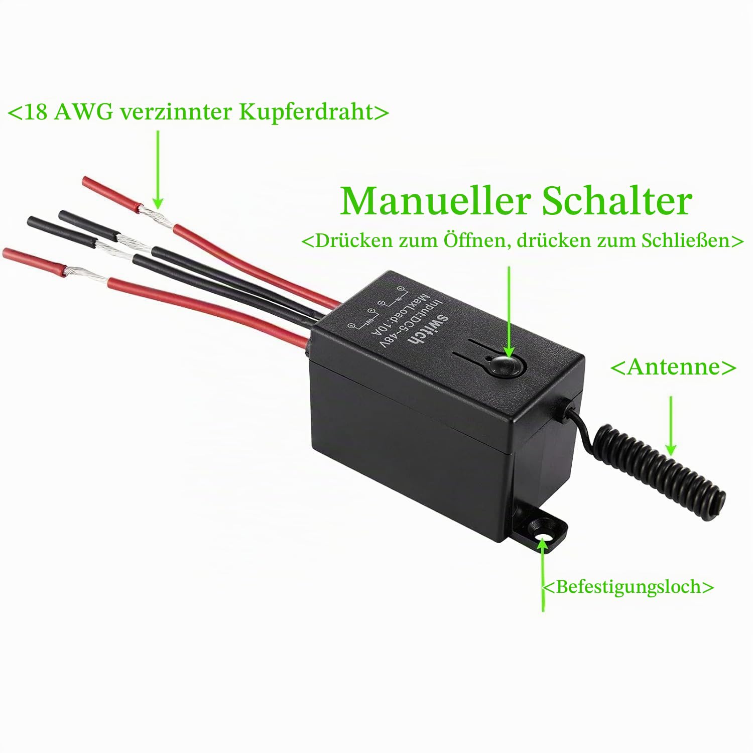 12v funkschalter,4 Kanal Mini Funkschalter mit Fernbedienung,DC 5V/12V/24V/48/10A Wireless Lichtschalter Fernbedienung 328FT Langstrecken,für Motor, LED Licht, drahtloser Sicherheitsalarm.