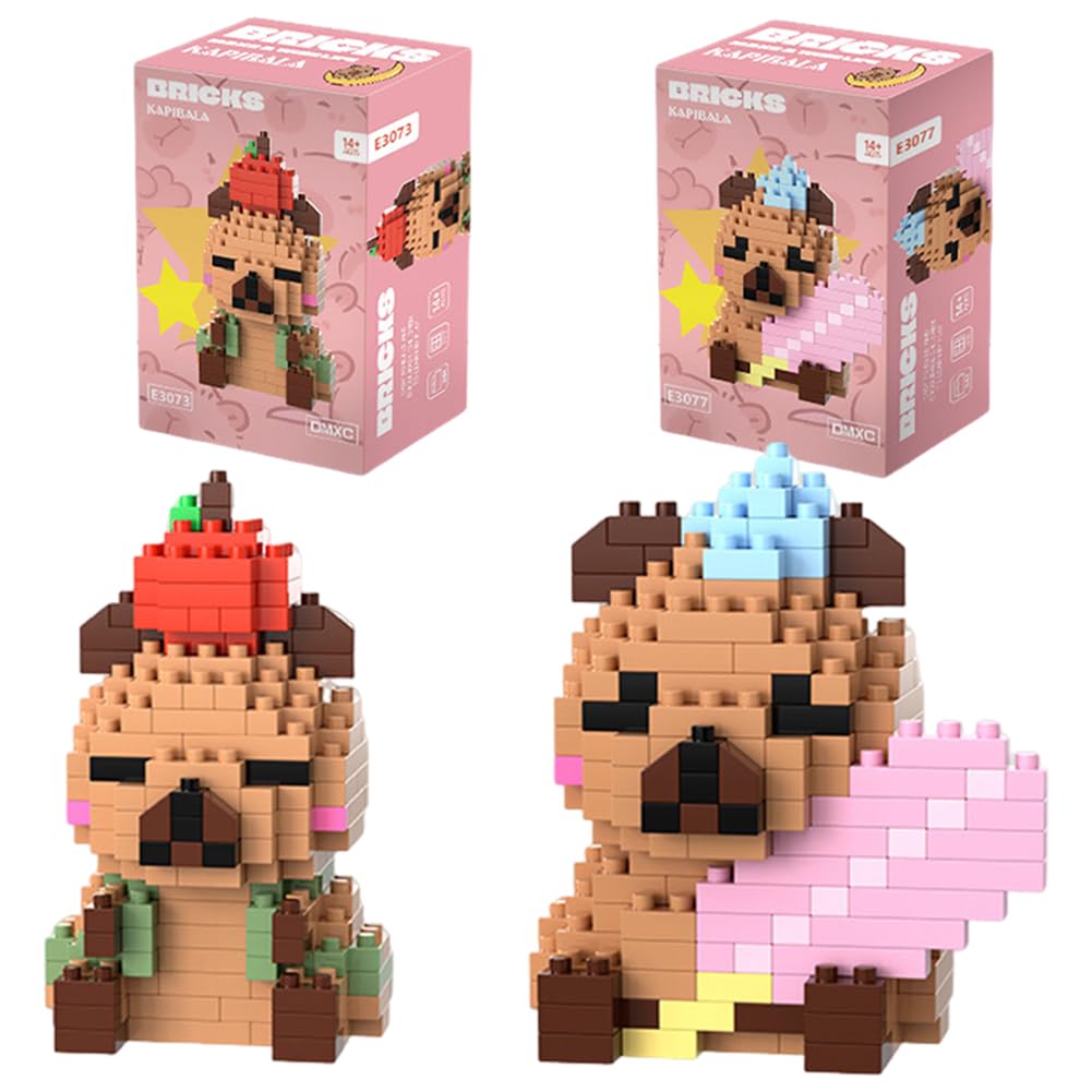 Capybara Building Blocks Anime Model Micro Blocks 3D Puzzle Micro Brick Figures Toys Plastic Model Kits Micro Building Block Puzzle Children DIY Block 2PCS(C)