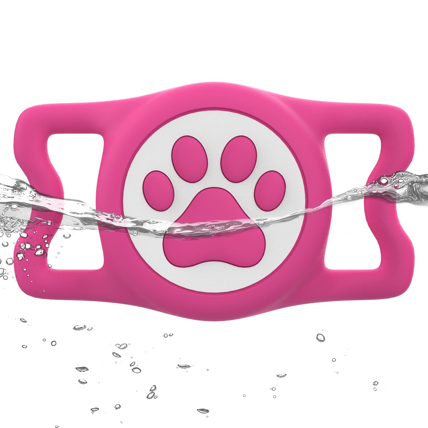 WhoseID IP68 Waterpoof Dog Airtag Holder, Stretchy Silicone Full Body Covered Apple Air Tag Holder for Dog Cat Collar Fit All Width Collar (Rose, 1