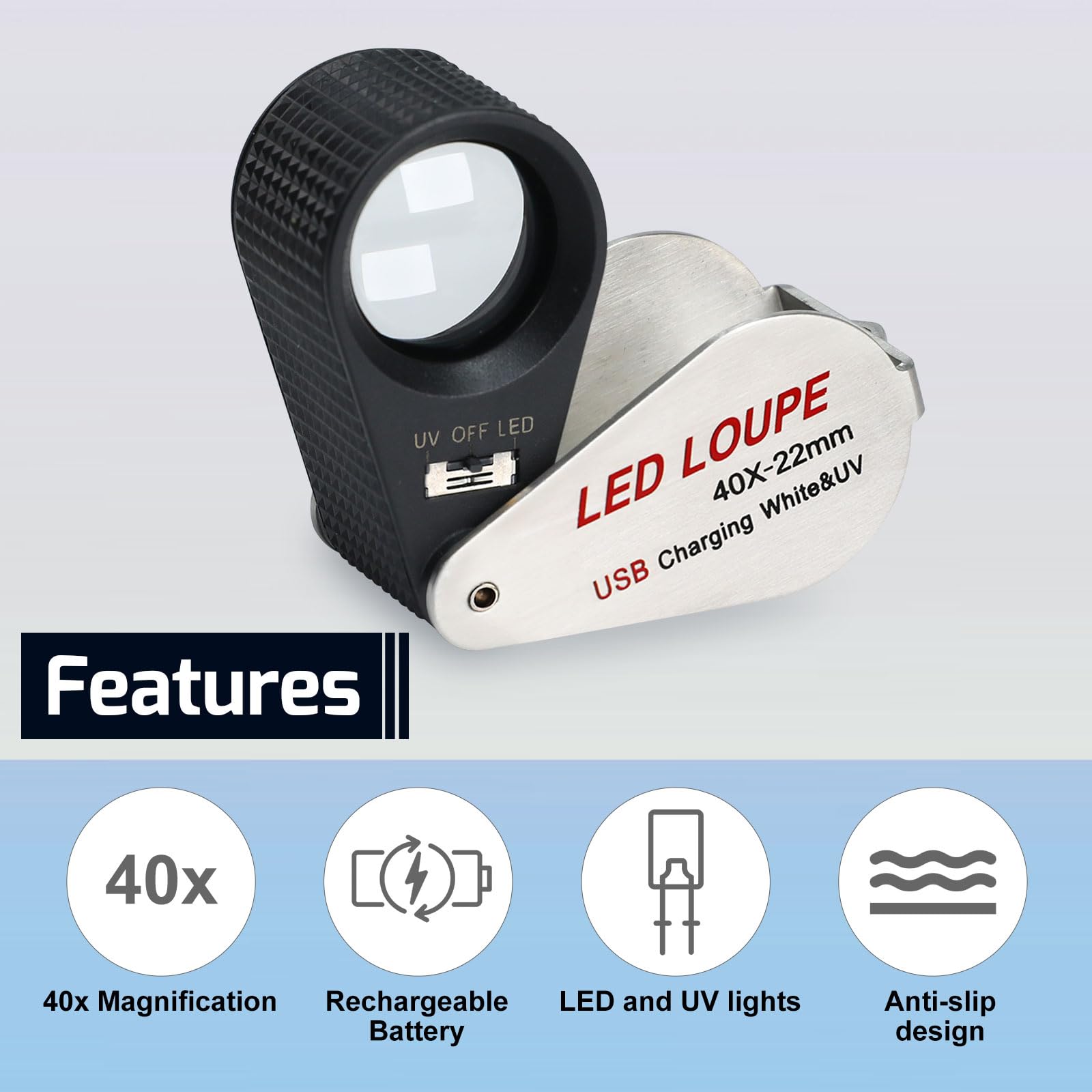 Illuminated Jewelers Loupe Magnifier 40x - Image 3