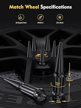Amazon.com: MIKKUPPA 12x1.5 Spike Lug Nuts - 24pcs M12x1.5