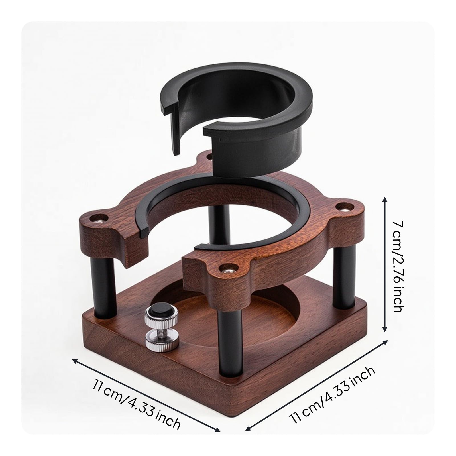 Stazne Pressacaffè in Legno Compatto Base Battifiltro Regolabile Accessor per Angolo Caffè, Cucina