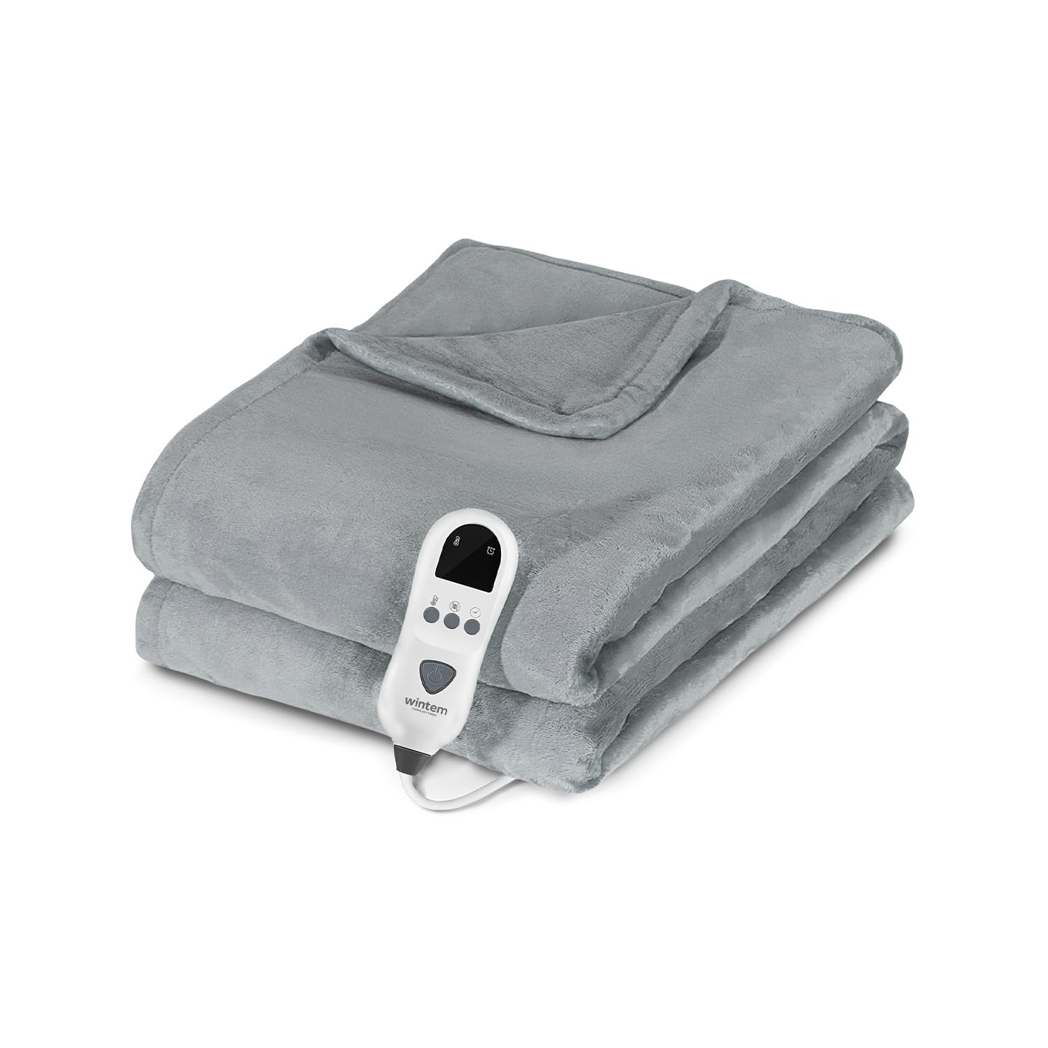 Wintem - Coperta Termica Elettrica Fluffy con 8 Livelli di Temperatura Termocoperta Maxi 160x120 cm in Flanella per Letto e Divano