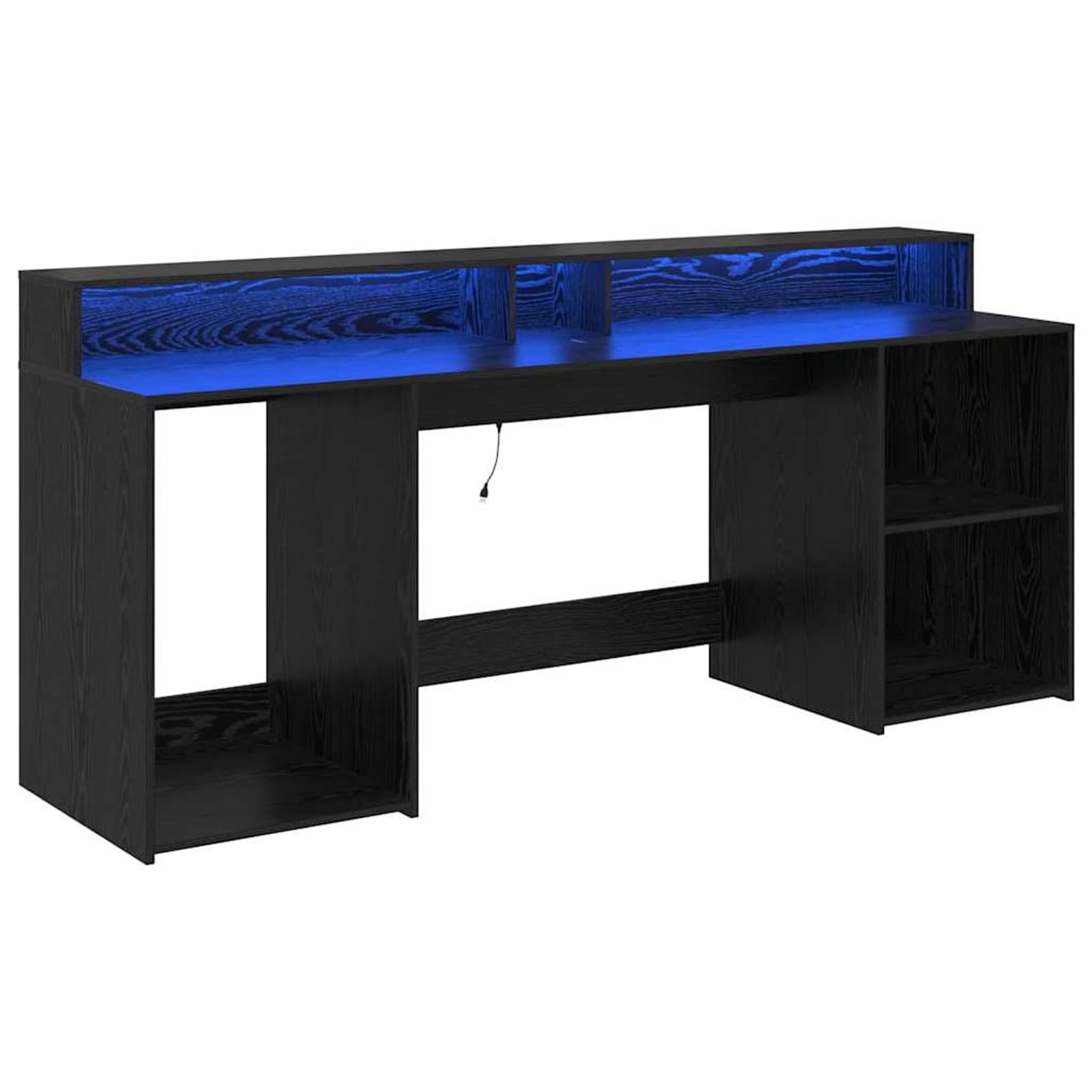 Gecheer Scrivania Rovere Nero 200 x 55 x 91 cm Legno Multistrato