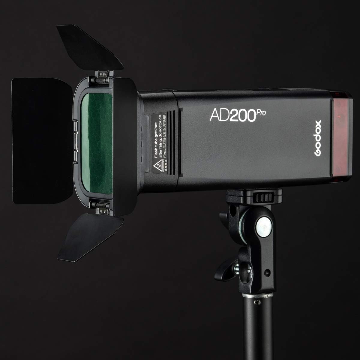 Godox AD200 Pro Godox-AD200Pro GODOX AD200Pro Kit with BD-07 Barn Door & AD-S2 Bracket, 200W 2.4G Speedlite 500 Full Power Flashes, 0.01-1.8s Recycling for Professional Photography