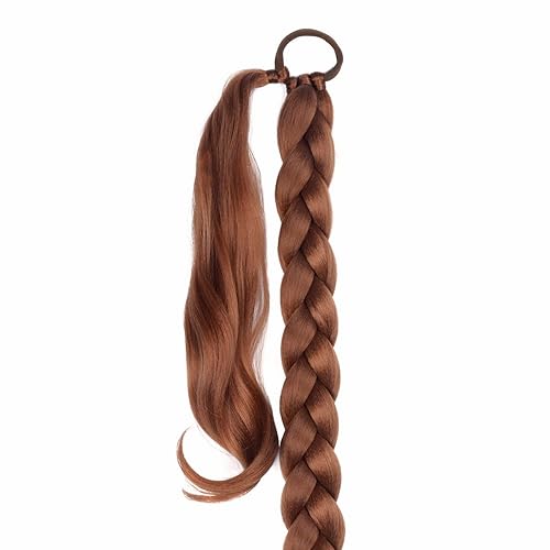 Miniatura 8 de Paquete de 2 extensiones de cabello largas trenzadas para bricolaje con banda elástica para el cabello, extensiones de cabello lacio envolvente (n.