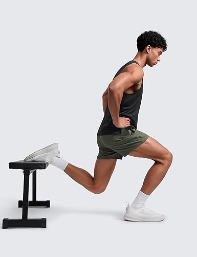 Miniatura 4 de CRZ YOGA Pantalones cortos de entrenamiento sin forro para hombre de 5 pulgadas, ligeros, de secado rápido, para correr, deportes, atletismo