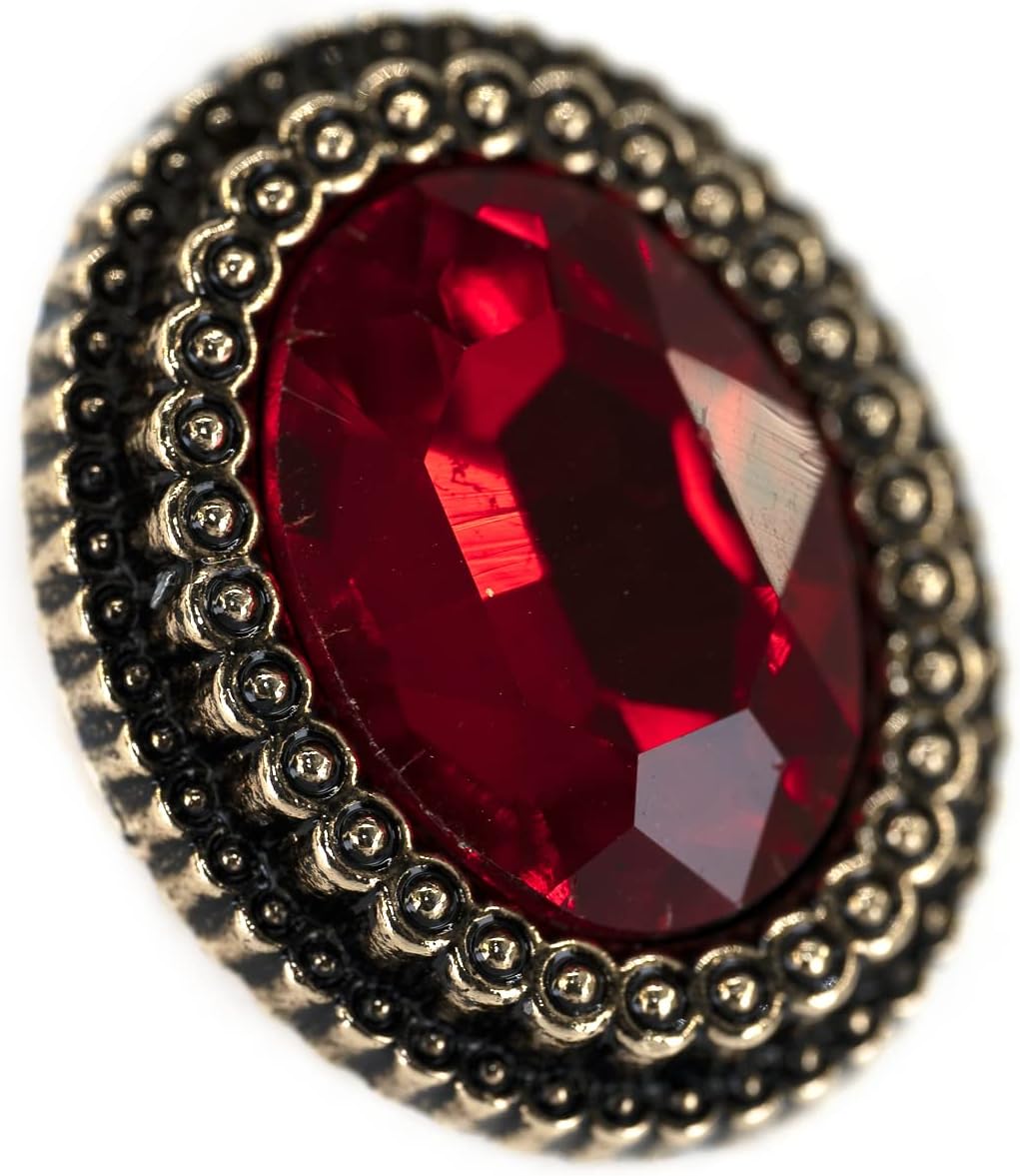 20 pcs Red Oval Rhinestone Metal Shank Sewing Coat Buttons - 21mm - 27/32"