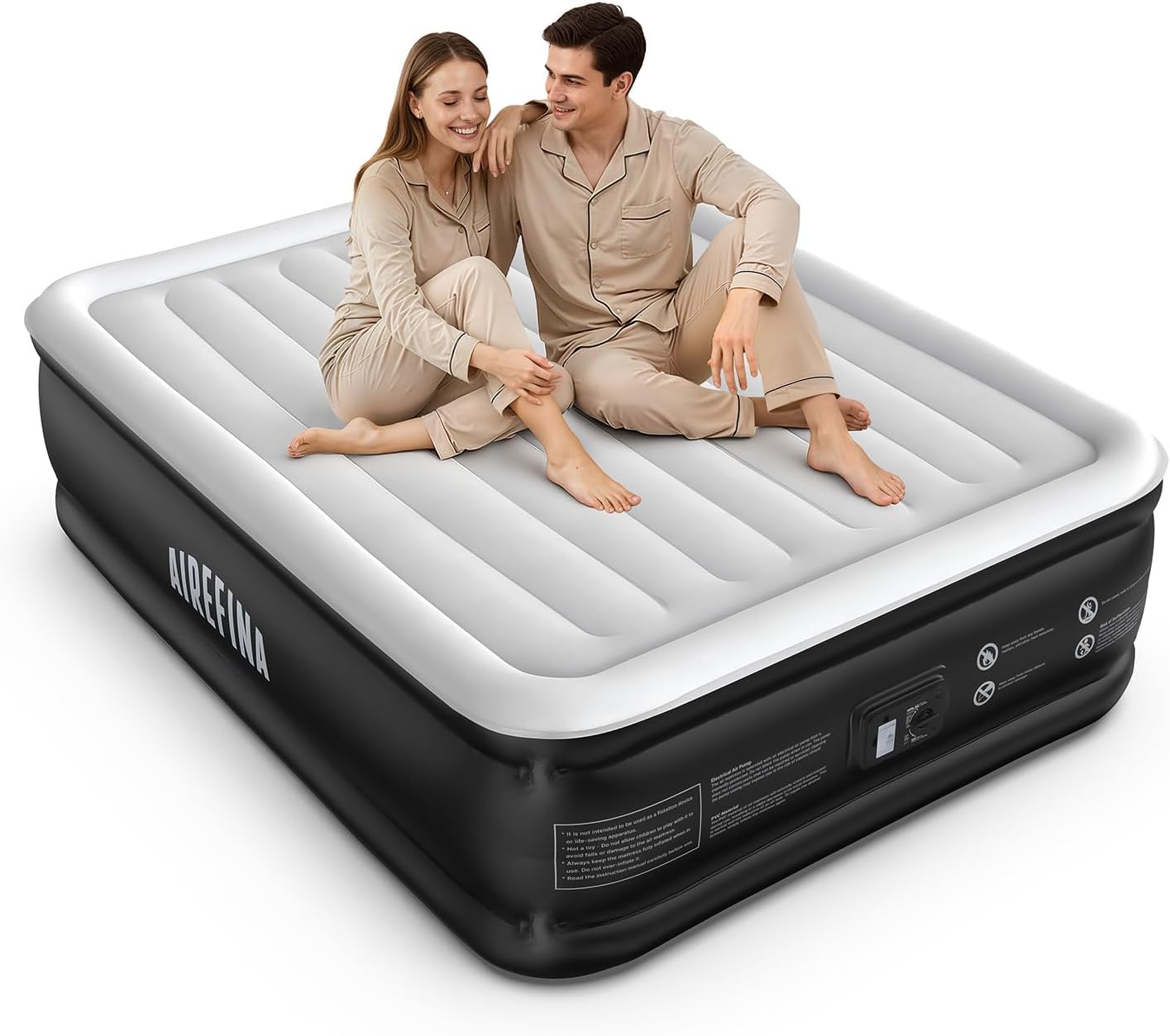 Airefina Queen Air Mattress with Built in Pump, Upgraded Surface Inflatable Mattress for Home Guest Temporary Use, Comfort Blow Up Air Mattress Queen with Carry Bag Colchones Inflables, 700 lbs Max