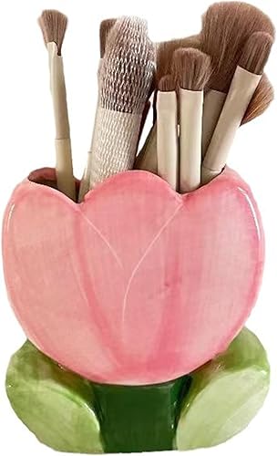 Miniatura 6 de Soporte para bolígrafo para oficina, accesorios de escritorio estético, soporte para brochas de maquillaje rosa, soporte para lápices, lindos