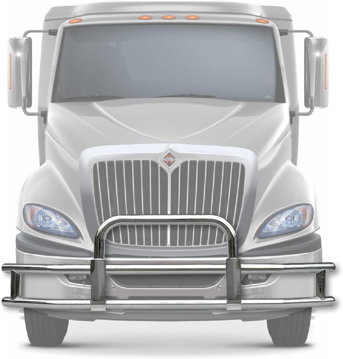 KOZAK Compatible with International Prostar Frontal Bumper Guard Deer Grille Guard Moos PLUS Logo, Bracket, 22" LED Light Bar, Wipers, License Plate Holder and Frame, KOZAK Vest