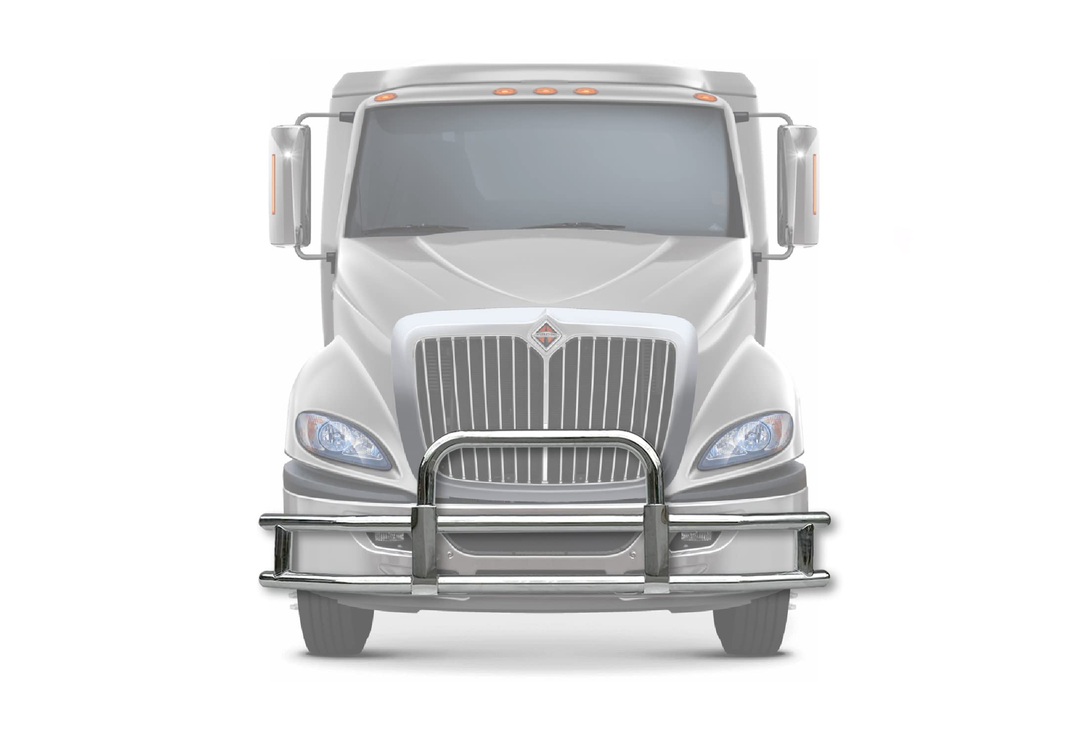 International Prostar Front Grille Guard With 22" LED Light Bar - Black Deer Brush Guard