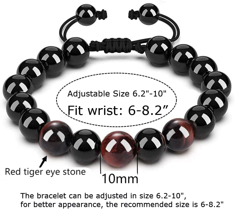 Mens Bracelet Tiger Eye Bracelet Beaded Crystals and Healing Stones Anxiety Bracelet Jewelry 6.2-10" - Image 4