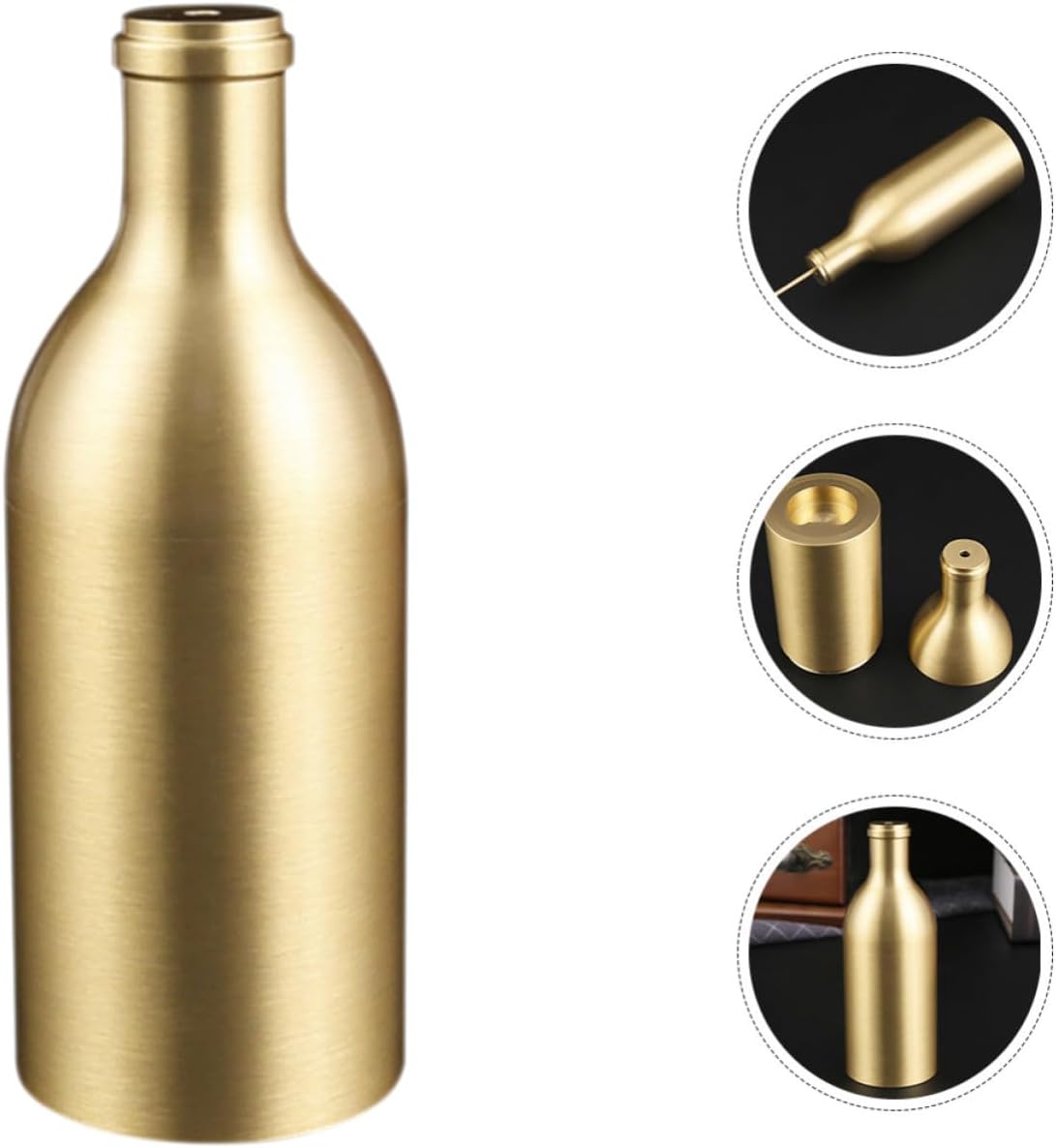 Ipetboom Golden Brass Toothpick Holder Container with Comfortable and Efficient Bottle Opener, Portable and Stylish Toothpick Dispenser for Home and Occasions