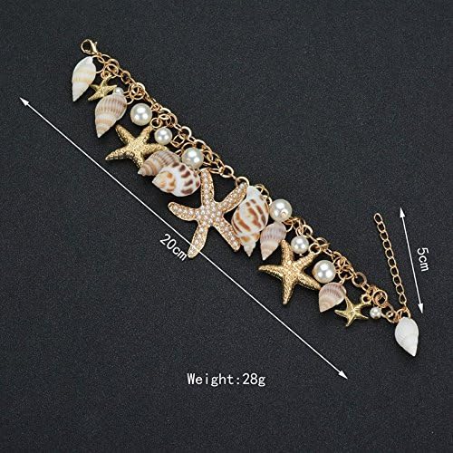 Women's Ocean-Inspired Starfish & Seashell Charm Bracelet with Pearl Accents - Beachy Boho Jewelry - Image 2