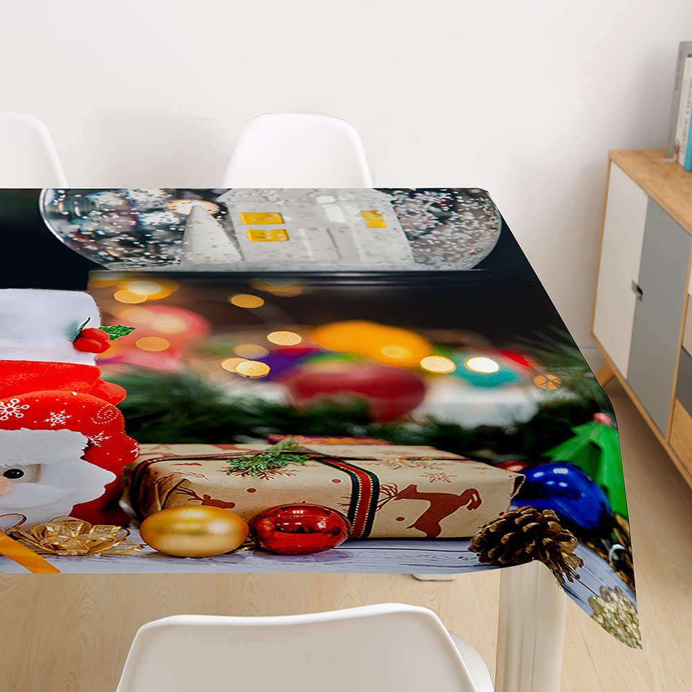 FANSU Tovaglia Natalizia Con Babbo Natale 140x160 Cm - Impermeabile, Antimacchia E Lavabile Per Tavolo Da Pranzo
