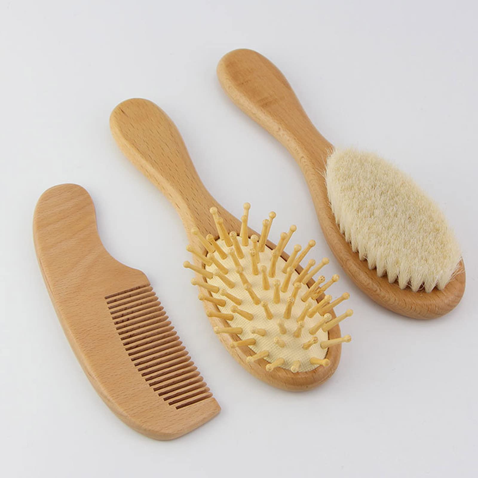 Amazon.co.jp: ベビーヘアブラシ & コームセット 木製ハンドルコーム 