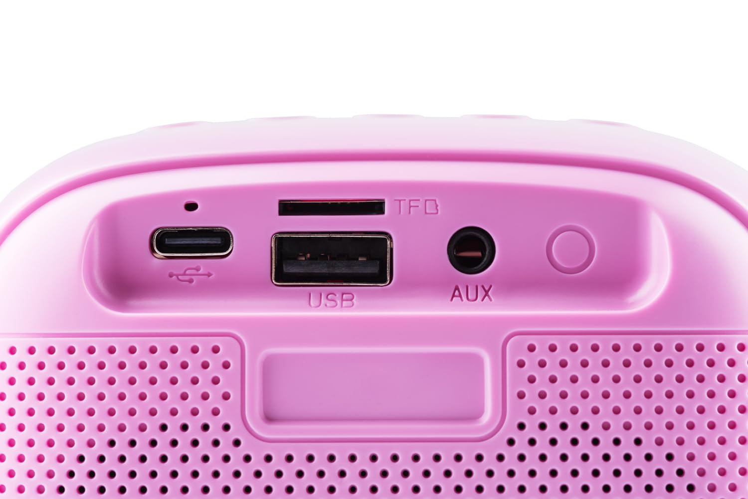 GOGEN Party Kids - Altoparlante Bluetooth con microfono, effetti di luce e voce, 3,2 W, batteria 5 ore, USB‑C/AUX/MP3, colore: Rosa