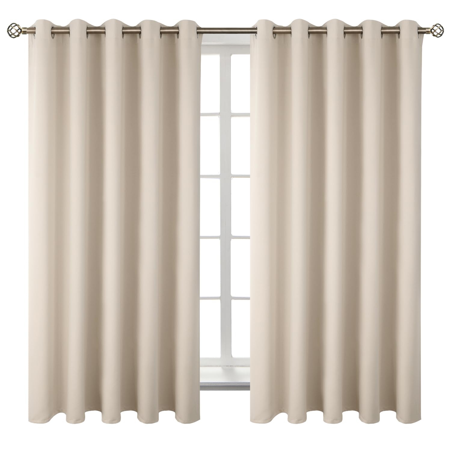 BGment Champagne Room Darkening Curtains 63 Inch for Bedroom - 2 Panels