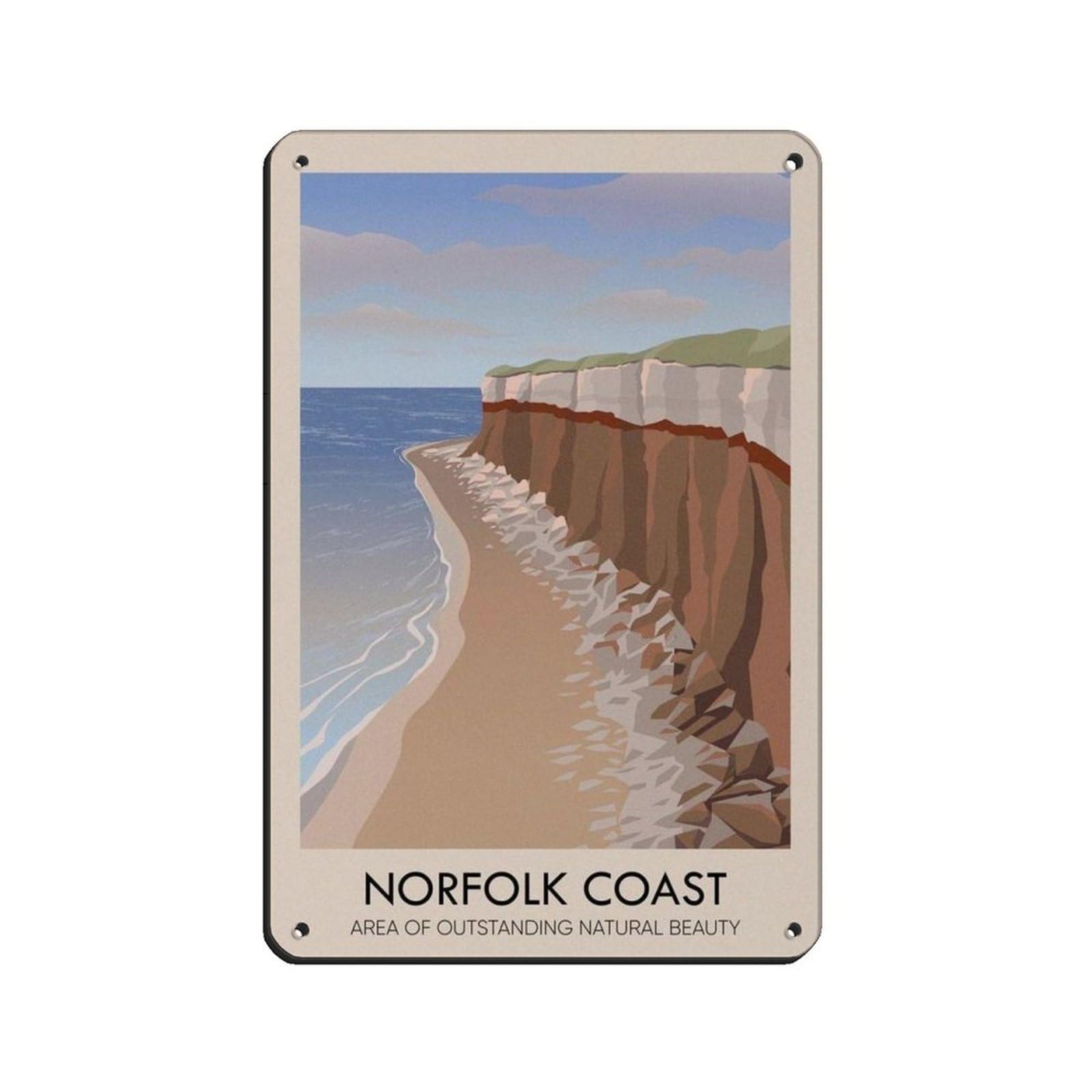 Lxwnze 20L X 30W Cm Norfolk Coast Aonb Travel Poster Retro Poster Metal Tin Sign Chic Art Retro Iron Painting Bar People Cave Cafe Family Garage Poster Wall Decoration 8X12inch(20X30cm)