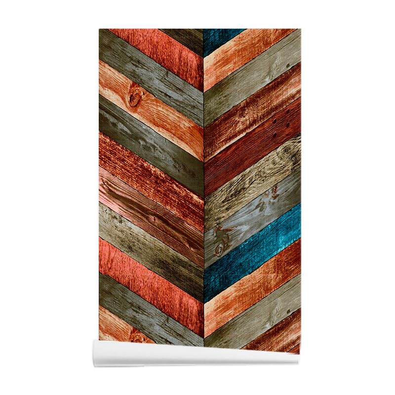ANBILILA Papier Peint Autocollant, Vintage Bois Motif à Chevrons Peler et Coller Papier Contact, 44,5x500CM Effet Planches de Bois Rustique Industrielle...