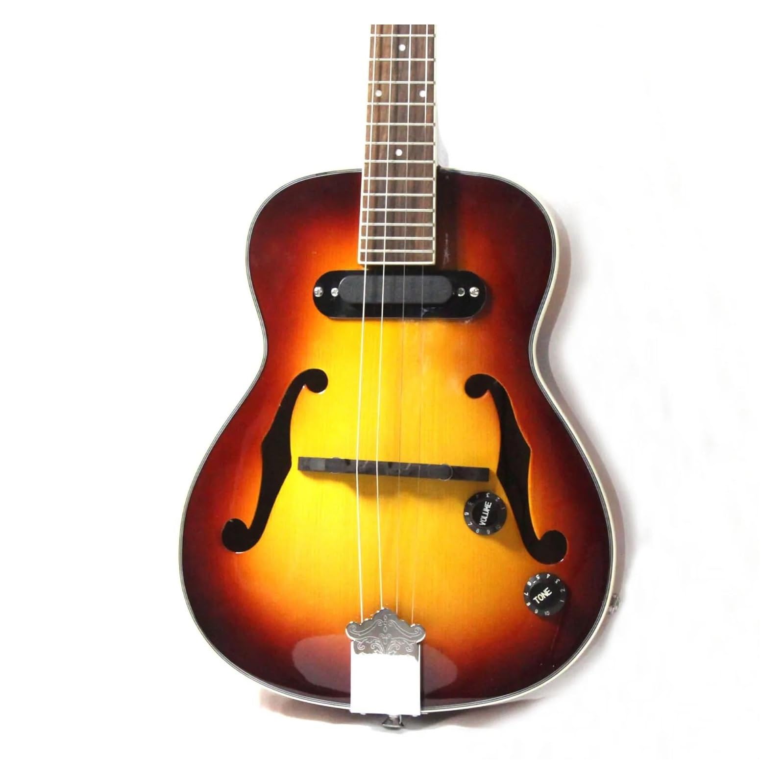 Mini Gitara Akustyczna Jazz 4 Strunowa Z Otworami F I Przetwornikiem Ukulele Dla Dorosłych