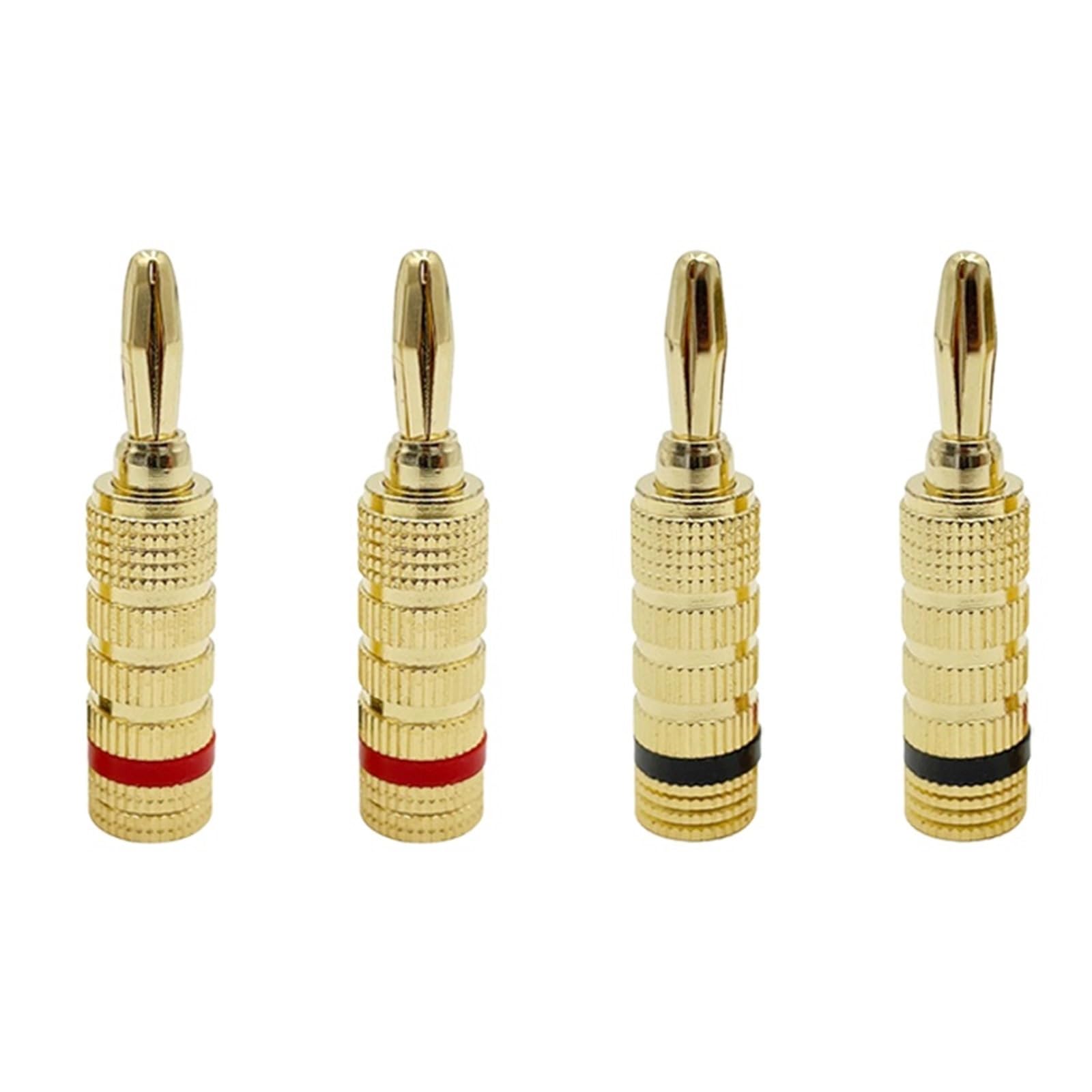 8 sztuk 4 mm kabel bananowy przewodowy głośnik Adapter platerowany kabel głośnikowy szpilki złącza pozłacane (4 czerwony 4 czarny)