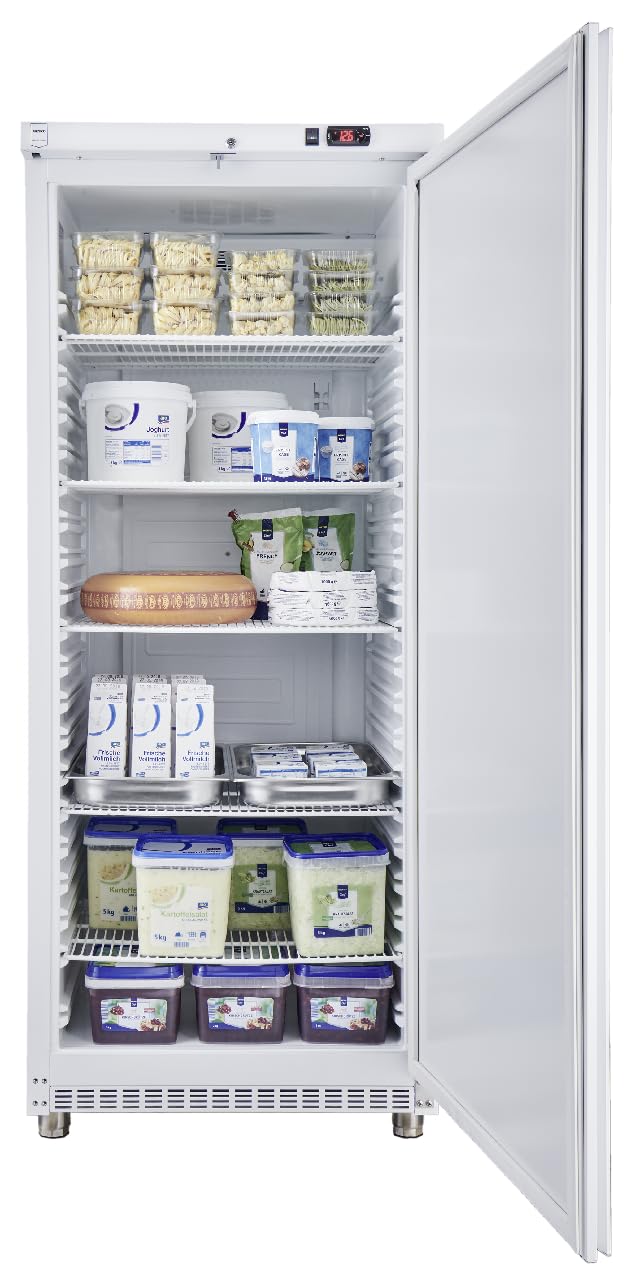 METRO Professional Frigorífico GRE 4600, inox, 5 estantes regulables, nevera con descongelación automática, 78 x 74 x 192,5 cm, 43 dB, 487 L, blanco