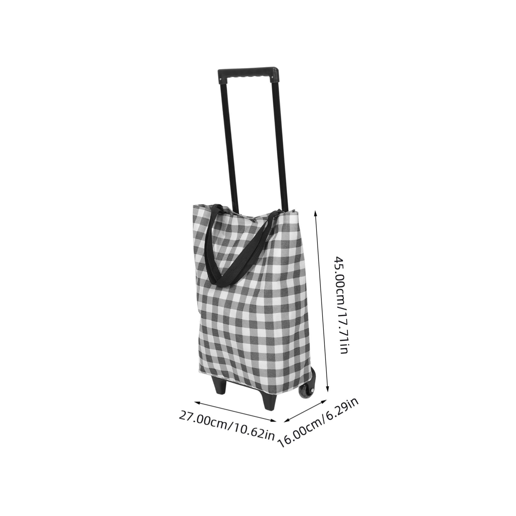 Faltbarer Einkaufswagen mit Rädern – zusammenklappbarer Allzweckwagen für Lebensmittel, stilvolle schwarz-weiße karierte Tasche, tragbarer Ziehwagen für Zuhause, Markt, Outdoor, Reisen