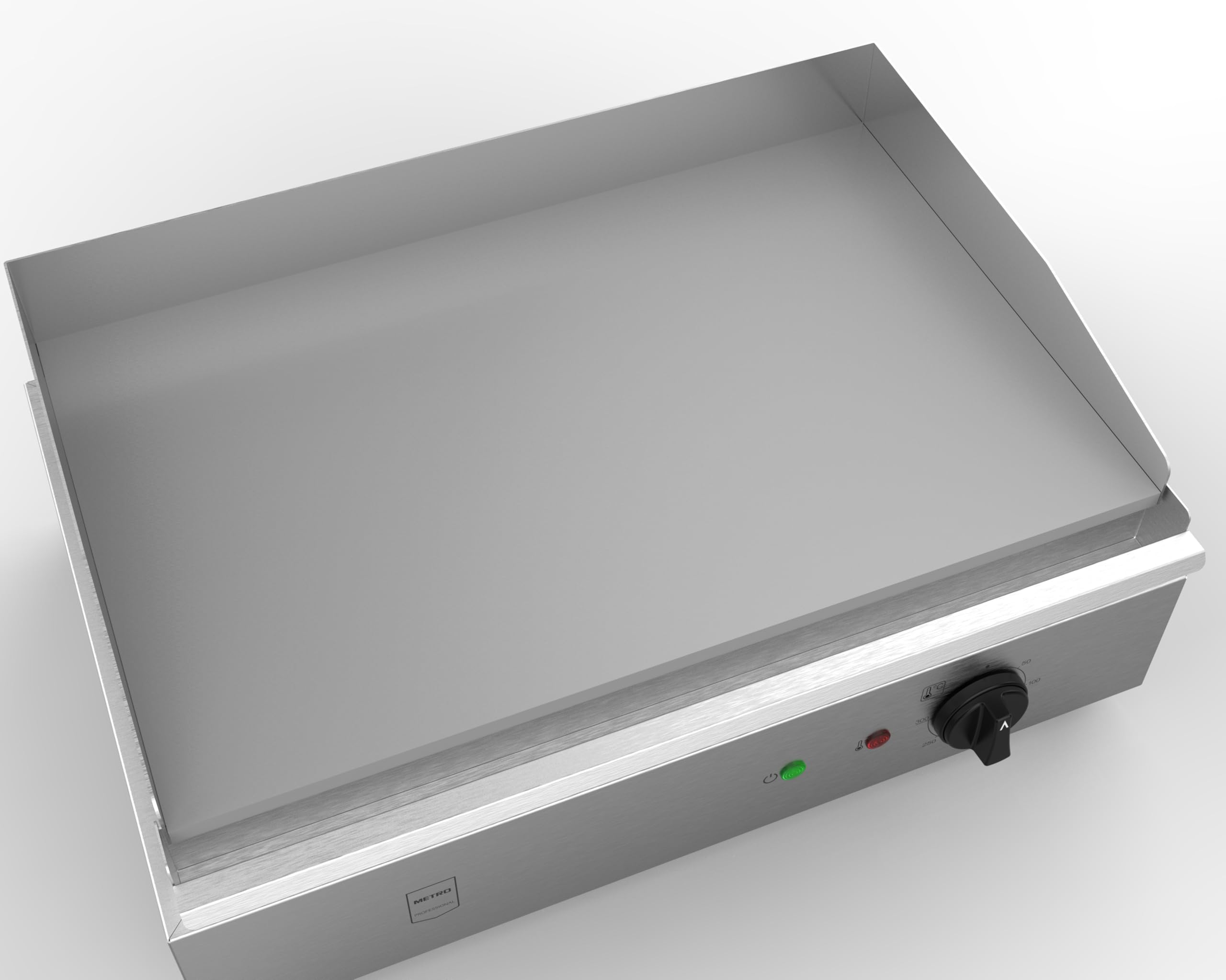 METRO Professional Plancha électrique GEG2101, inox, 55 x 41,7 x 24 cm, tiroir ramasse-jus amovible, Protection contre la surchauffe, argenté