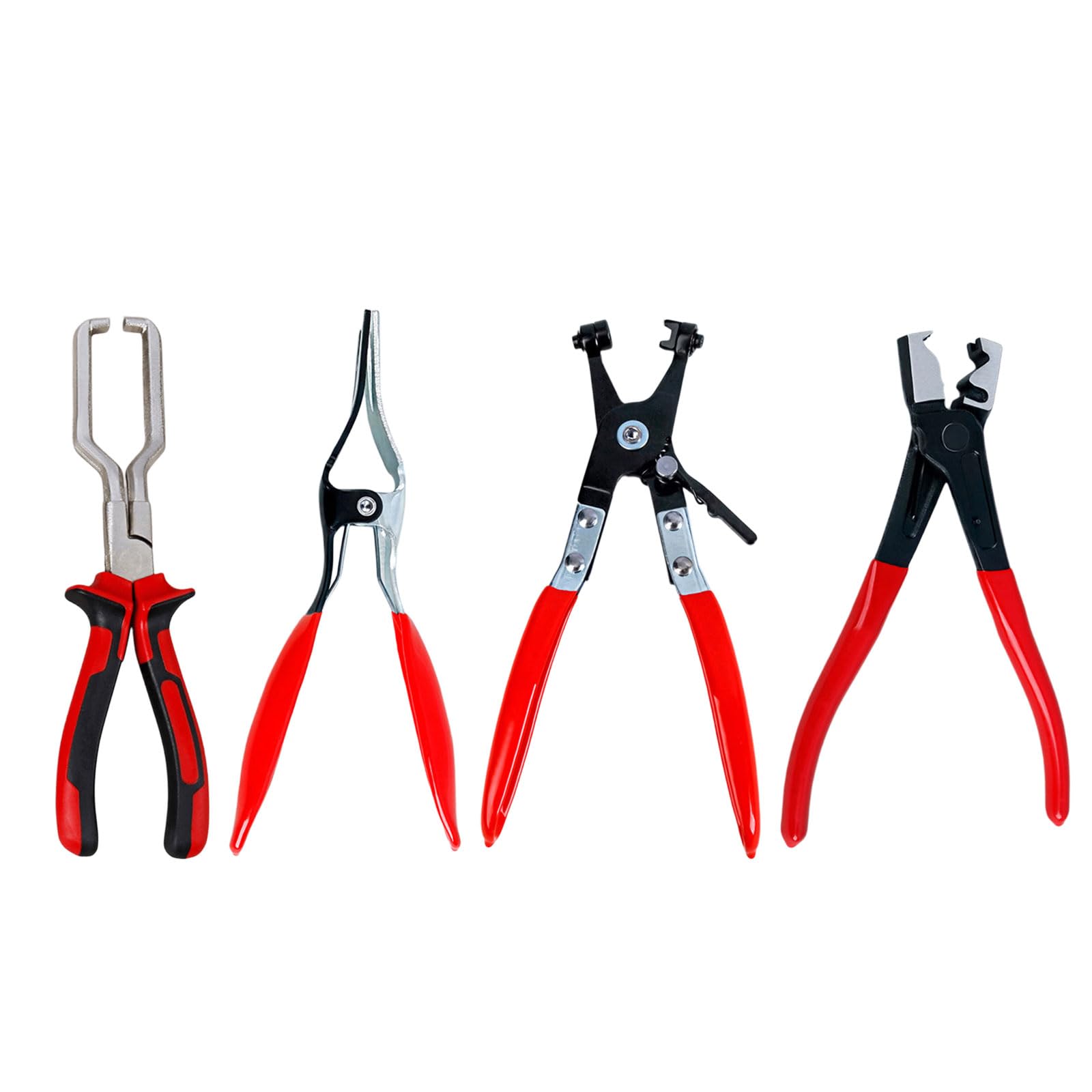 Hsioluted Professional 4Pcs Carbon Steel Tube Fastener Pliers Hose Clamp Tool For Efficient Vehicle Fluid Line Servicing Carbon Steel Hose Clamp Pliers