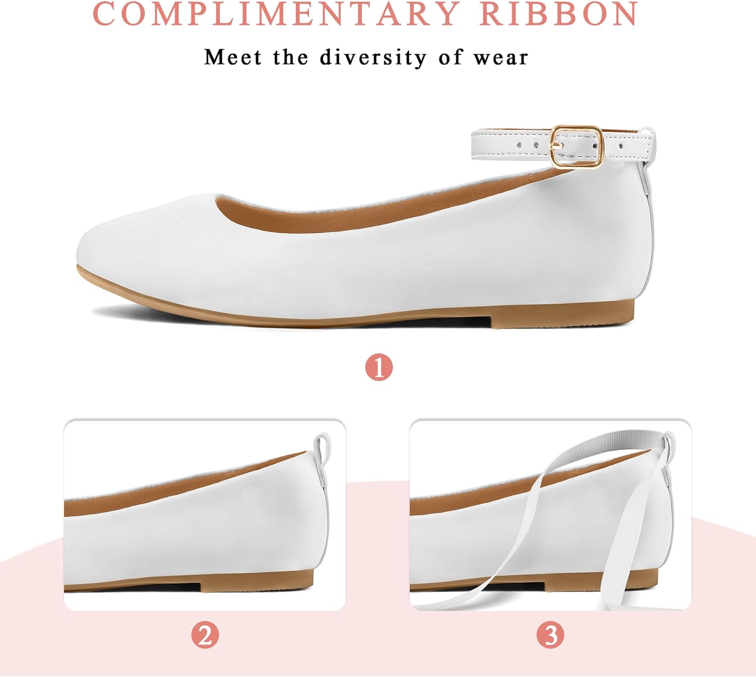 K KomForme Girl's Ballerina Flat Ankle Strap Dress Ballet Flat Shoes（Toddler/Little Kid/Big Kid） - Image 3