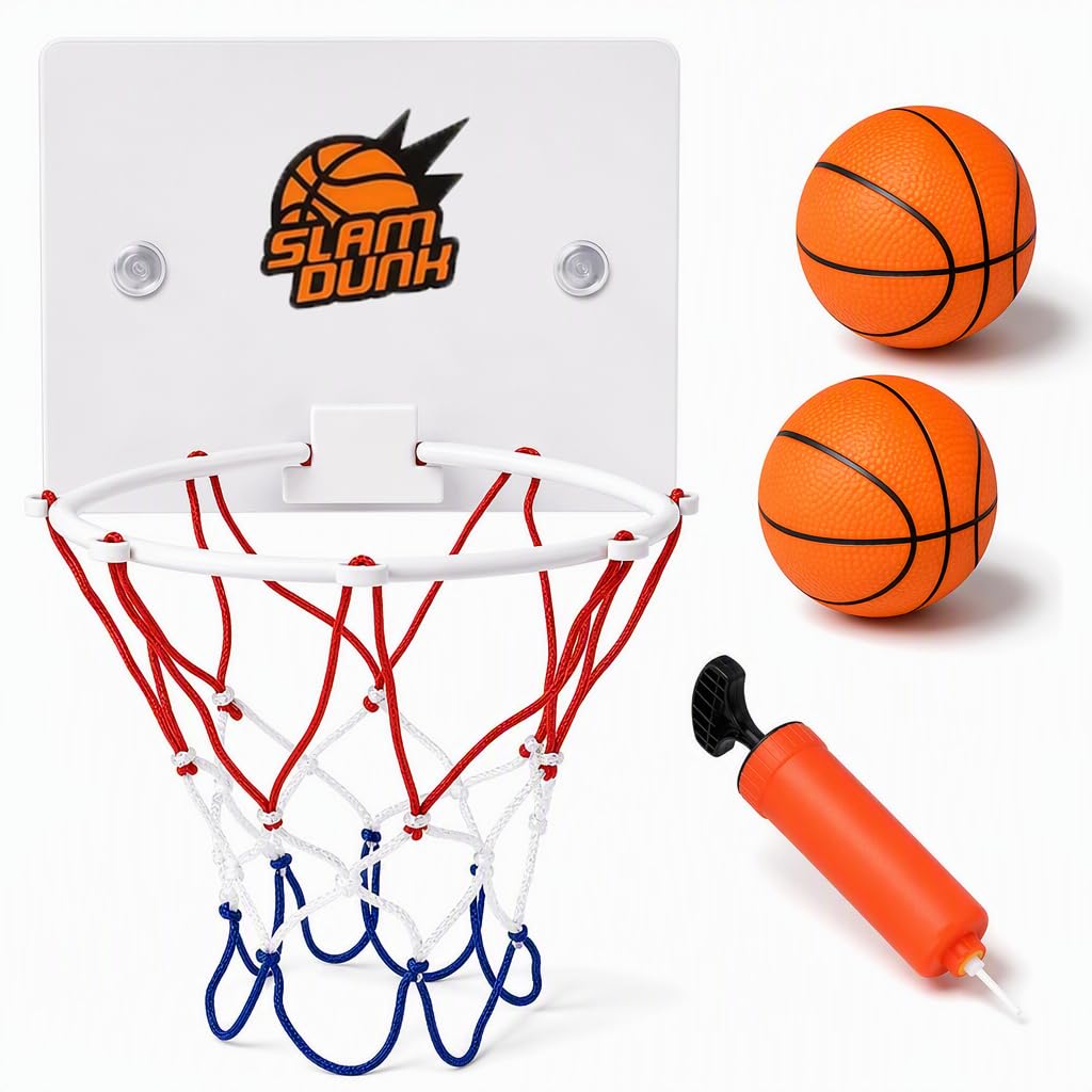 Mini Basketball Hoop Indoor, Wall Mounted Set with 2Pcs Balls & Pump