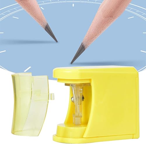 Miniatura 4 de Sacapuntas eléctrico, sacapuntas para niños, funciona con pilas, sacapuntas resistentes para el aula, color amarillo, para lápices de colores