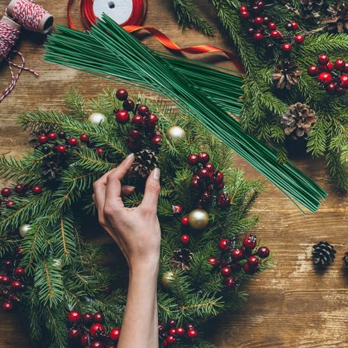 100 pcs floral stems wire for paper flower14 inch 2 gauge dark green floral stem wirecrafting floral stem for flower arrangements diybouquet stem wrapping and crafts