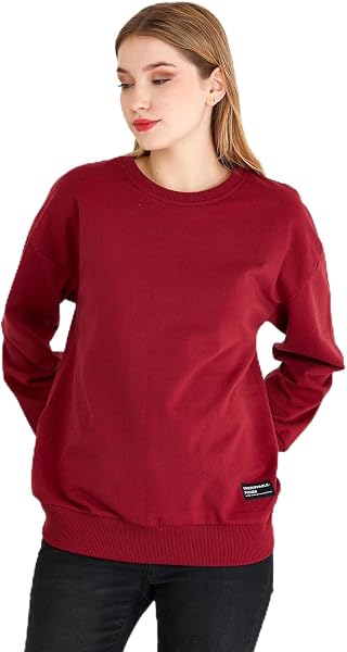 BY COMEOR Kadın Basic Bisiklet Yaka Regular Fit Rahat Sweatshirt