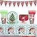 Miotlsy Feste di Natale Articoli per la tavola di Compleanno Stoviglie per Feste Include Piatti di Carta, tovaglioli,Bicchiere di Carta per Creare un'atmosfera Natalizia per Feste Natale Compleanno