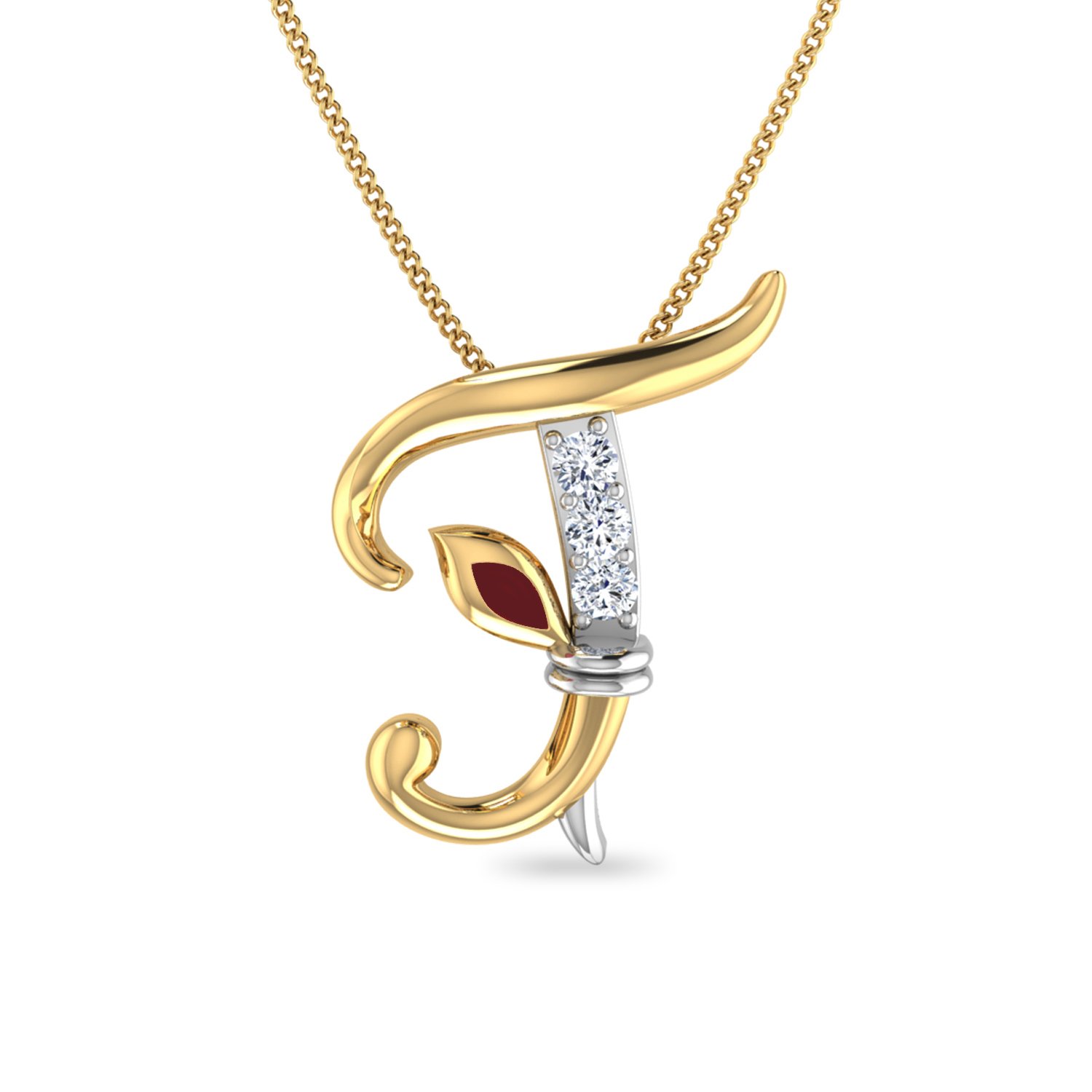 The Initial T Ganesha 18KT Yellow Gold and Diamond Pendant