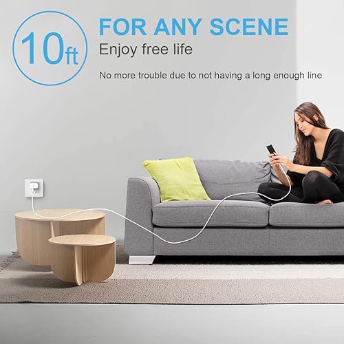 Miniatura 7 de Cargador rápido para iPhone de 10 pies, 3 unidades, cargador de pared USB C de 20 W con cable de carga rápida de 10 pies compatible con iPhone